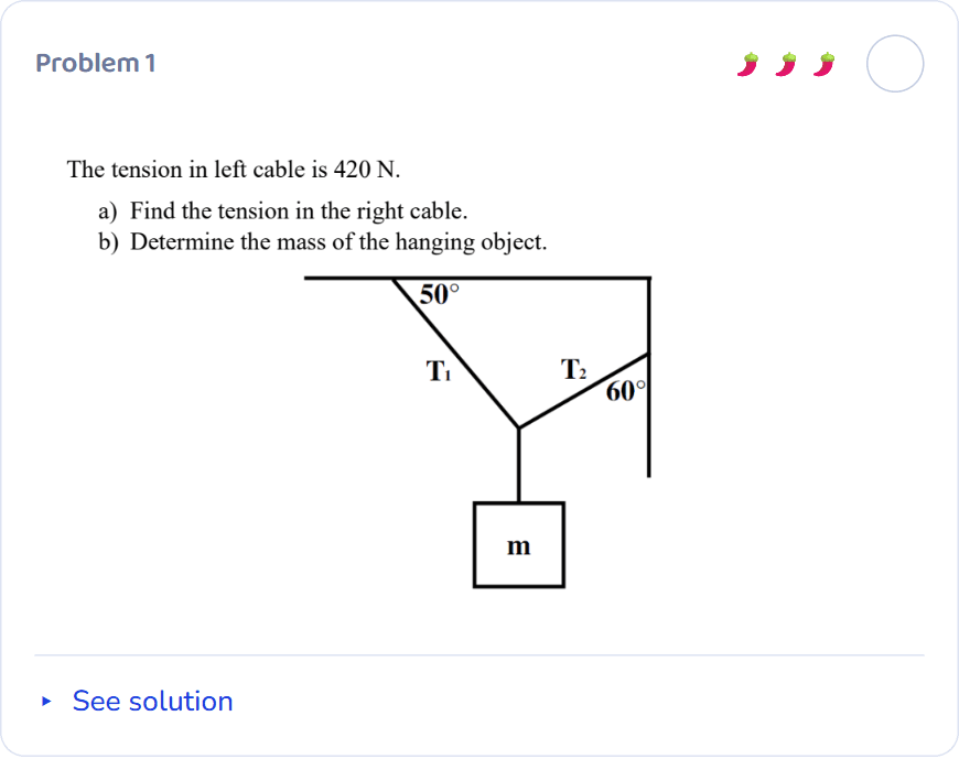 University Physics I, section 1, question 1: Translational Equilibrium. The question before answering.